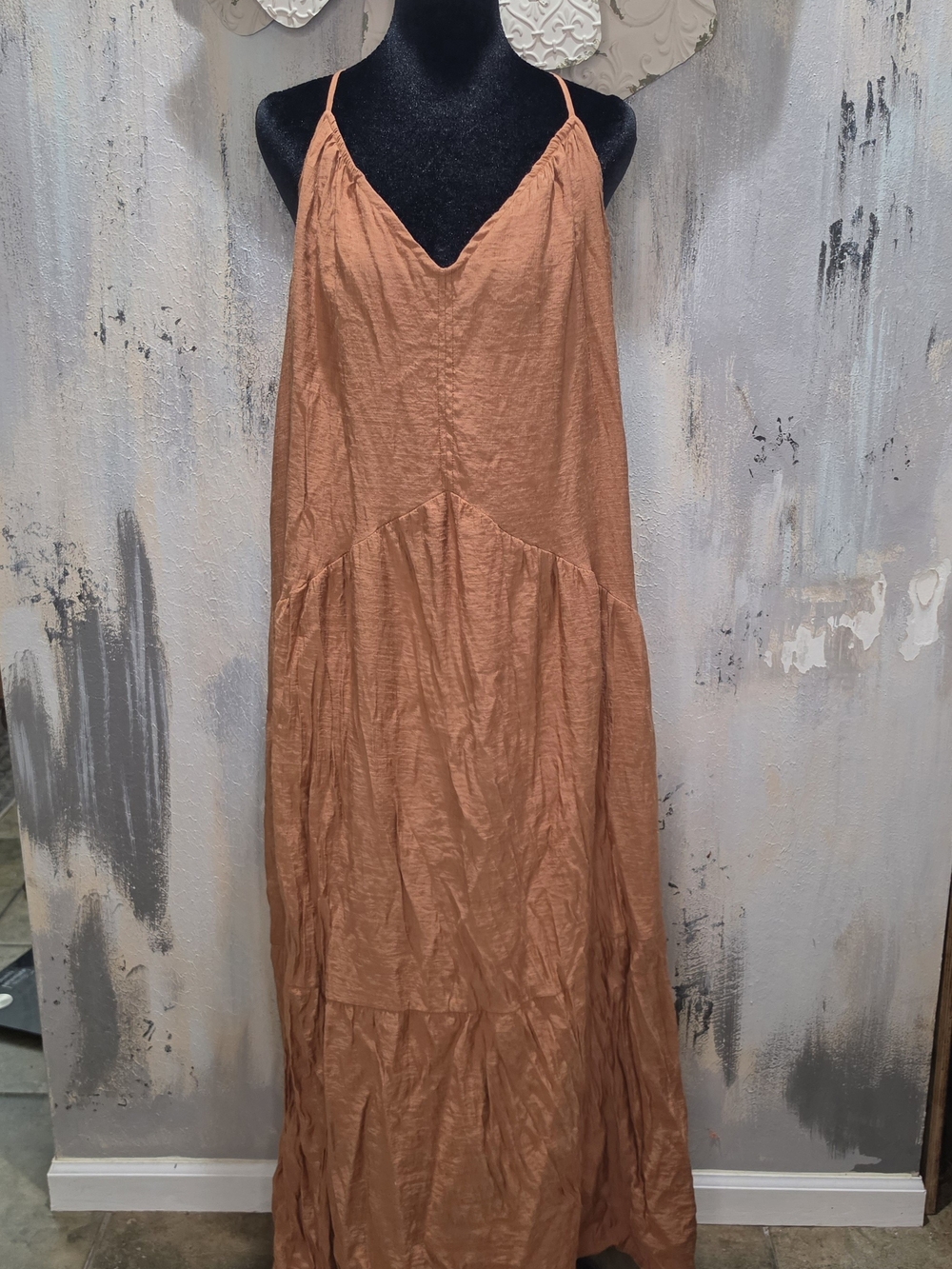 Wishlist Apparel Washed Rust Maxi Slip Dress with Spaghetti Straps Size Large